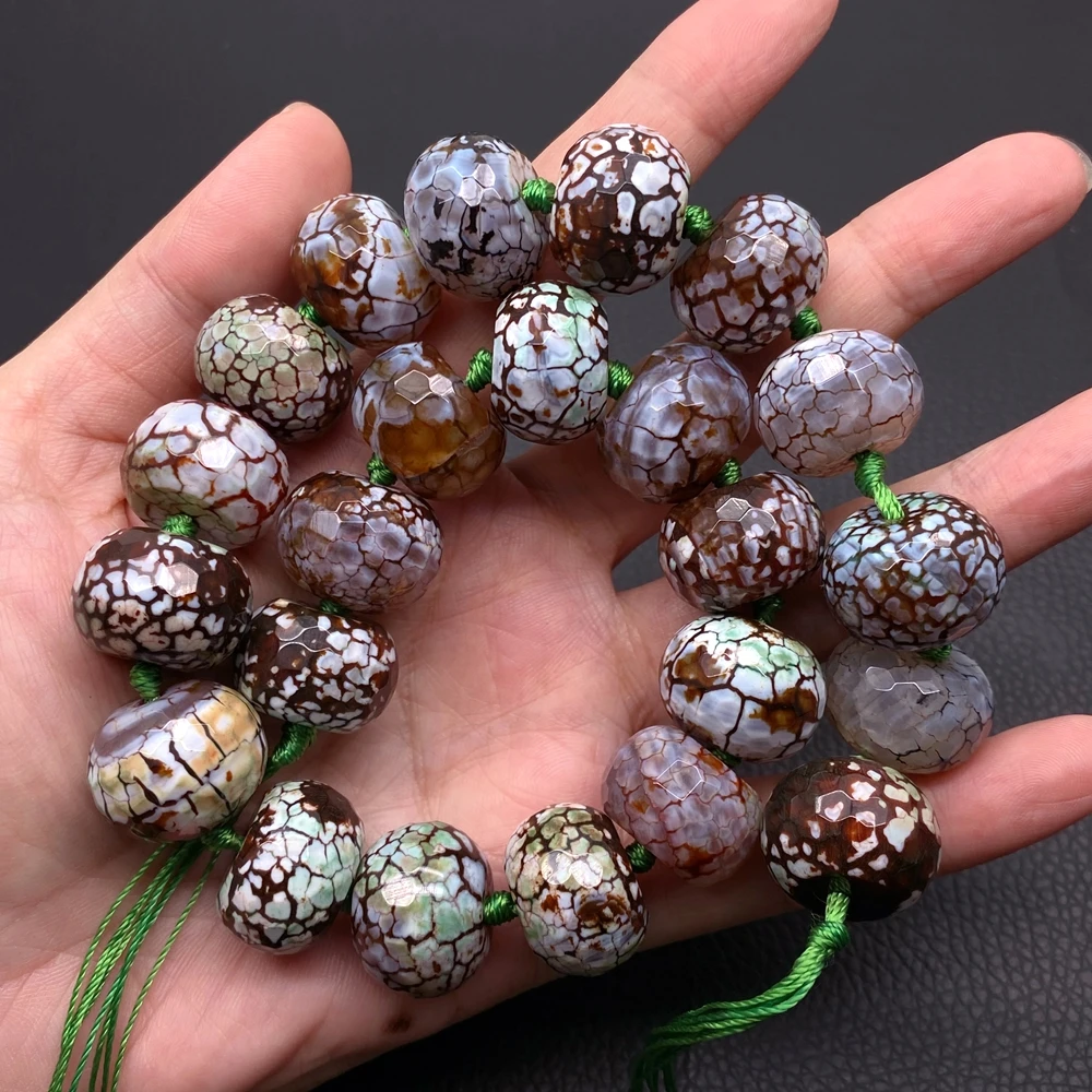 One Strands Faceted Brown White Brown Dragon Vein Agate Rondelle Shape Nugget Focal Beads 16.5