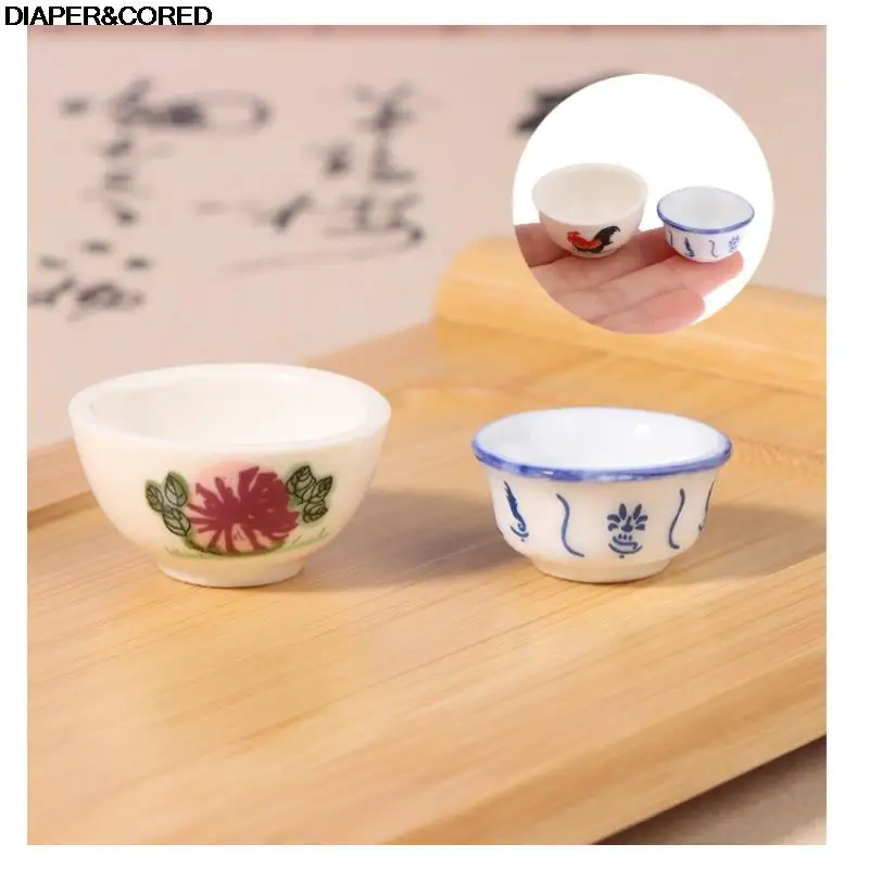 Mini Ceramic Soup Rice Bowl Plate Simulation Model Furniture Toys For Doll House Decoration 1/12 Dollhouse Miniature Accessories