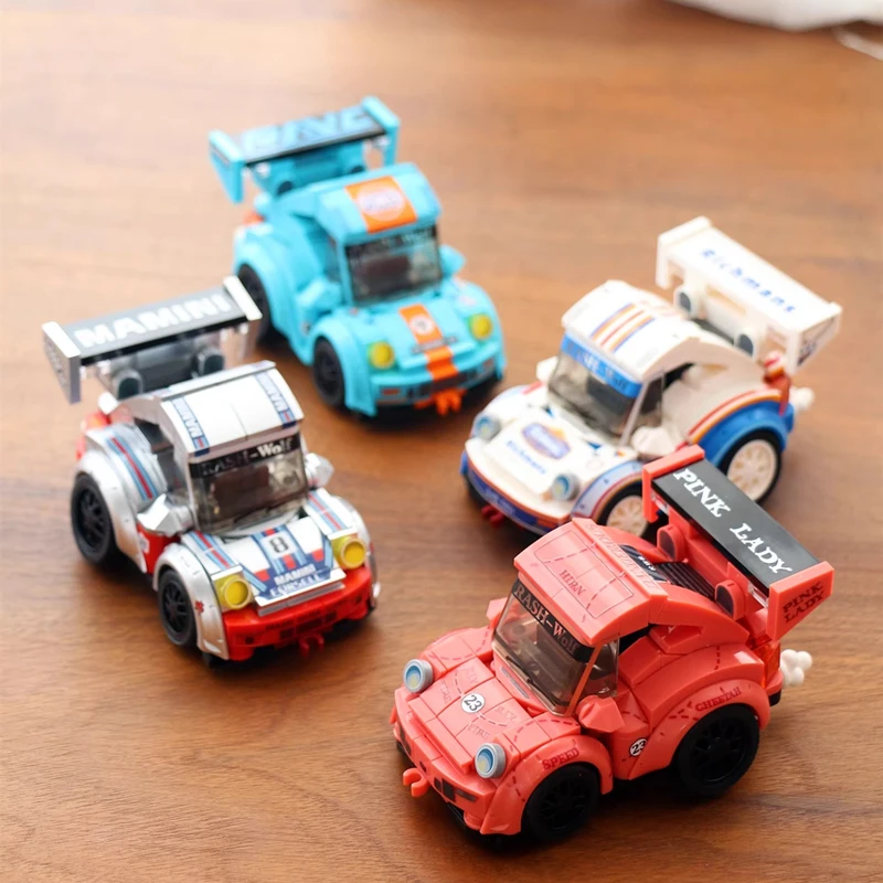 Genuine SEMBO car building blocks Kawaii Q version racing model small particle assembled toys birthday gift collection ornaments