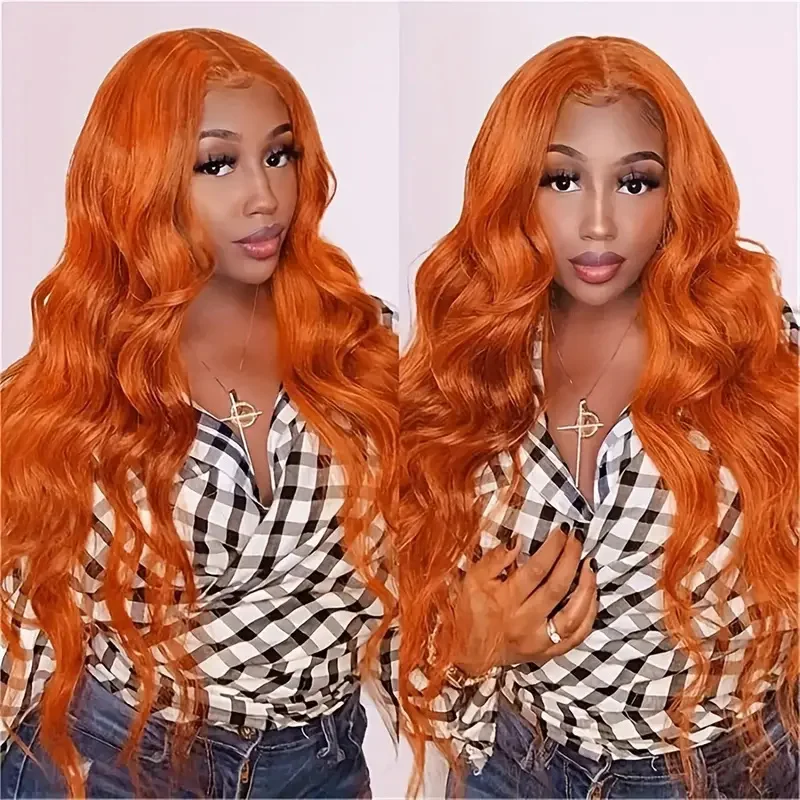 Ginger Orange 13x6 Hd Lace Front Wigs 100% Human Hair Bone Body Wave 13x4 Human Hair Lace Frontal Wigs Brazilian Wig For Women