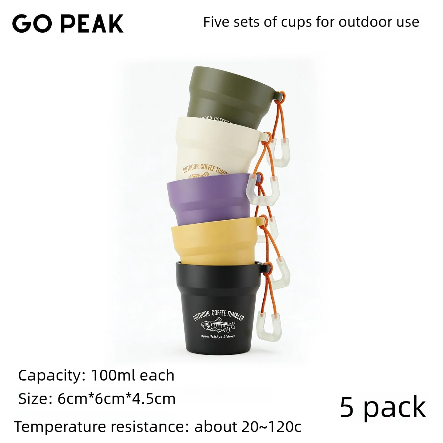 100ML Mini Portable Picnic Coffee Cup Ultra Lightweight with Luminous Lanyard Food Grade Outdoor Travel Drinking Cup Set view 5