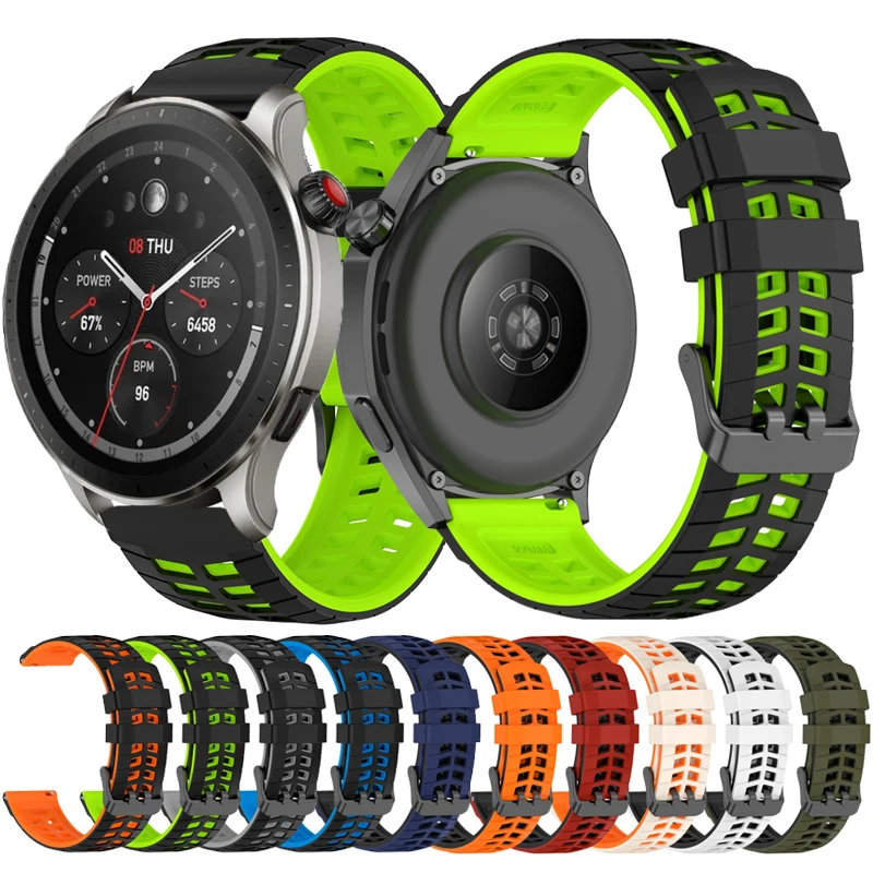 Pulseira de Silicone de 22mm para Amazfit GTR 4 3 2 2E 47mm Stratos Pace 2 2S 3, Bracelete Esportivo para Amazfit Balance 2 Bip 5 6