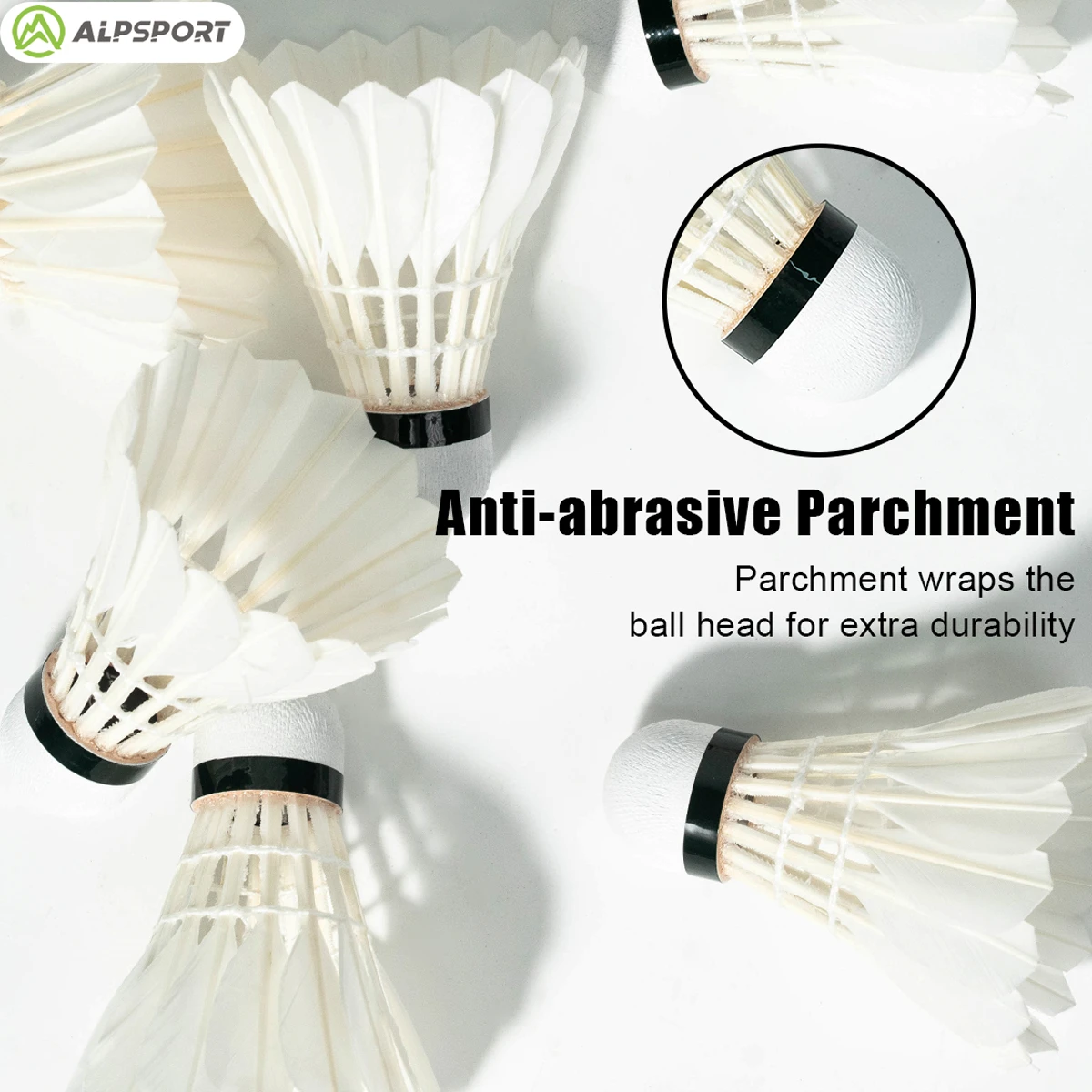 ALP SSS-02 12PCS/1 Bucket Professional Competition Grade White Duck Feather Badminton Durable Training Ball 77 Speed Shuttlecock