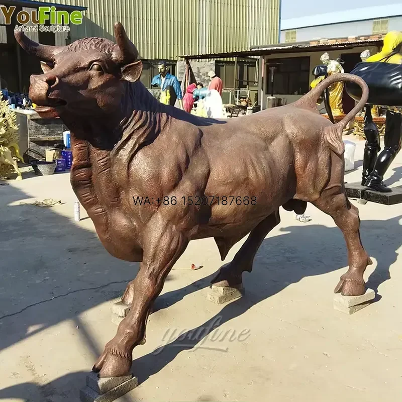 Wmwmnu Large Life Size Bronze Bull Sculpture Outdoor Walking Statue for Garden Plaza Commercial Building Decor Customized