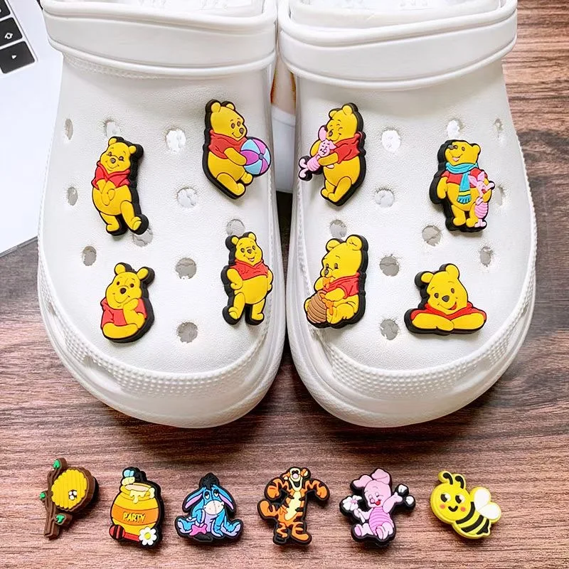 20-66pcs Cartoon Pooh Piglet Tigger Honey Shoe Charms PVC Shoes Accessories Decoration For Clog Sandal Garden Kids X-mas Gifts view 6