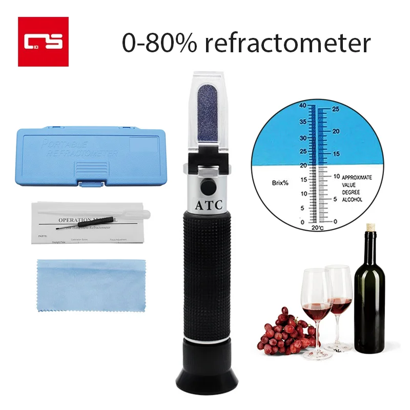 

Handheld 0-80% Alcohol Refractometer for spirits Household liquor brewing refractometer Alcohol Concentration Detector