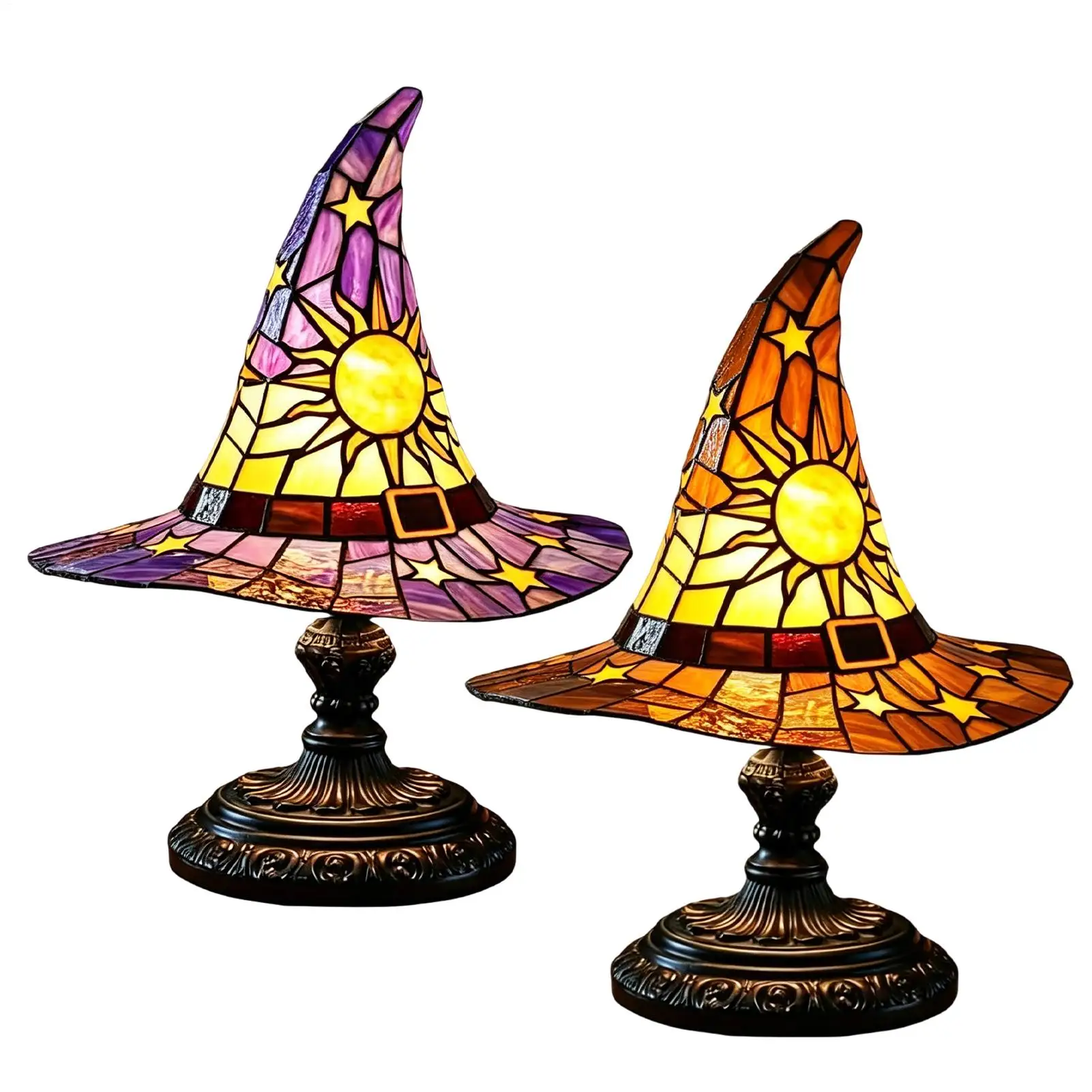 Halloween Lamp Resin USB Powered Gothic Night Lights Decorative Spooky Lamp Witch Lights for Bedroom Living Room Indoor Office