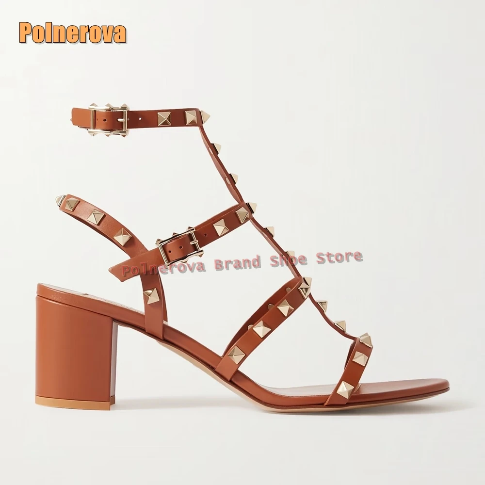 

Сексуальные босоножки с Т-образным заклепком и открытым носком на блочном каблуке с вырезом и пряжкой на ремешке, женские модные вечерние модельные туфли на высоком каблуке, летние туфли