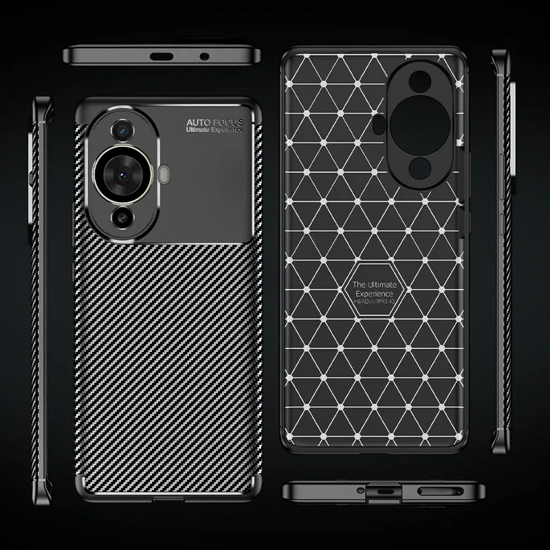 For Huawei Nova 11 Ultra Case Nova 11 Pro Cover 6.78 inch Carbon Fiber Soft Silicone Shockproof Bumper For Huawei Nova 11