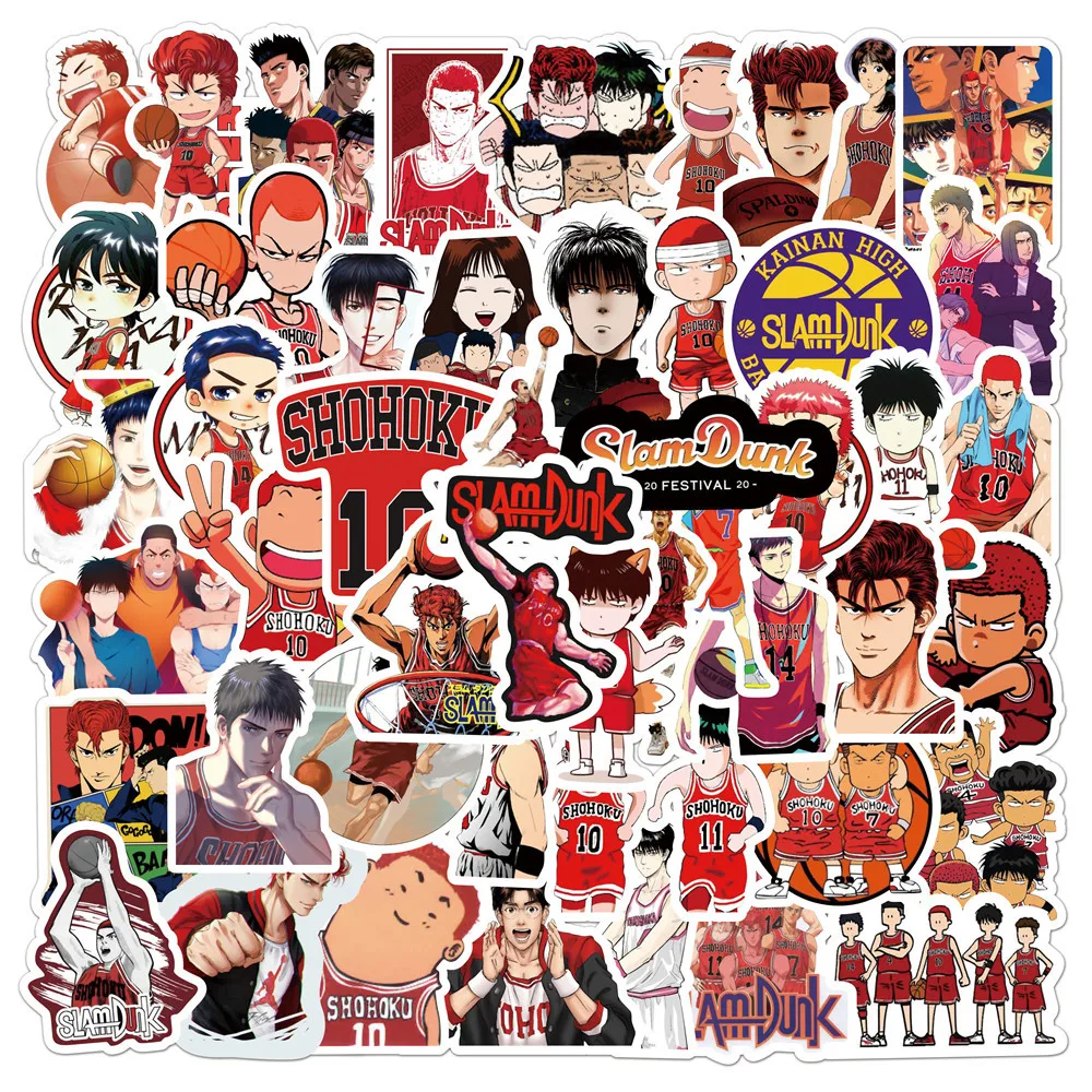 50pcs Slam Dunk Anime Stickers Cute Phone Case Waterproof Sticker Pack Kawaii Packaging Laptop Skin Art Supplies