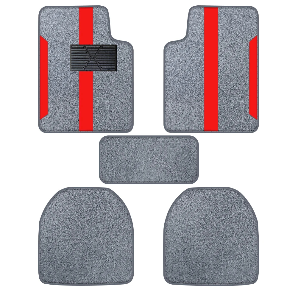 

Grey Velvet Floor Mats with Colorful Stripes 5pcs Waterproof and Non-Slip for Buggies and Trucks