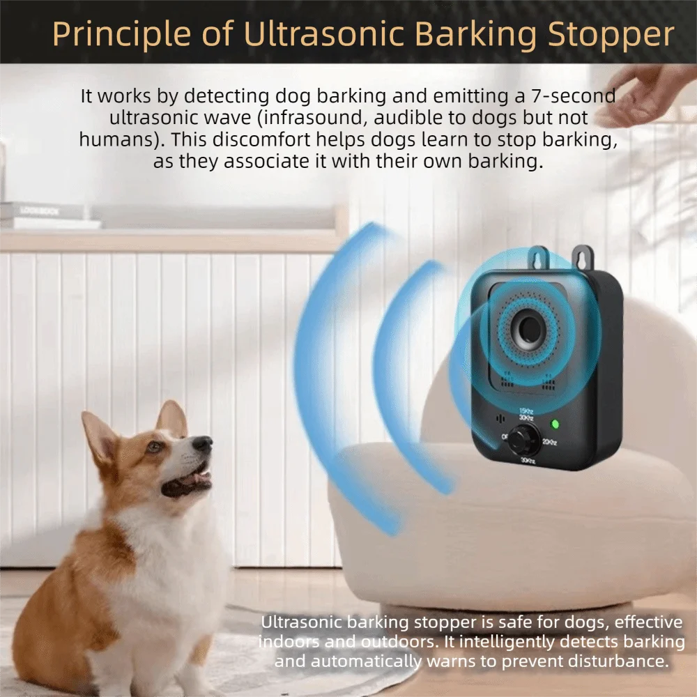 Intelligent Dog Anti Barking Devices Rechargeable Long Battery Life Automatic Bark Control Waterproof Dog Repeller Yard