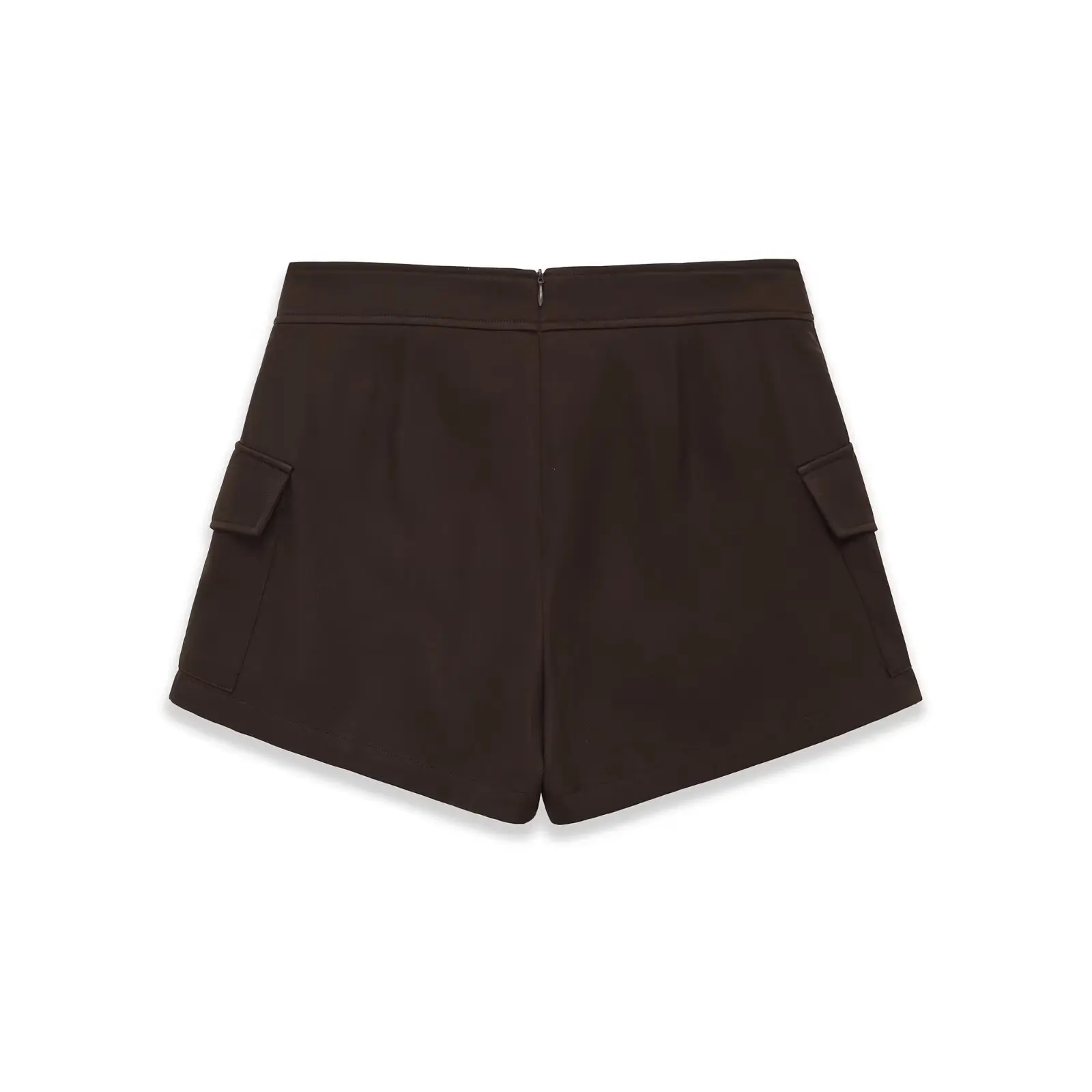 Women's Double-pocket Decorative Workwear Skirt-pants Women Brown Wrap Front With Pockets High Waist Button Mini Skirt 1DHO