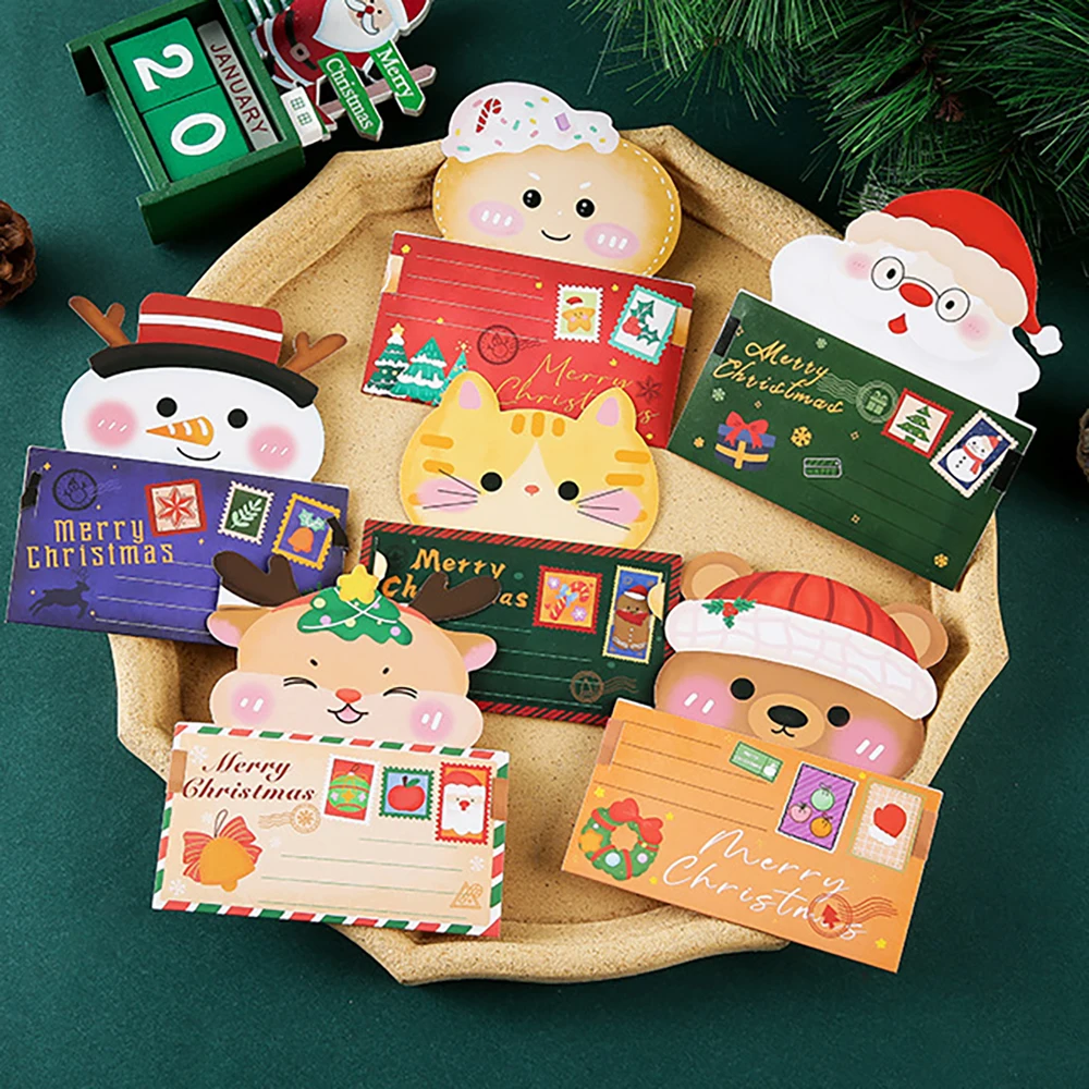 12PCS Christmas Cards, Thank You and Blessing Cards,Creative Cute Christmas Small Cards,New Year Blessing