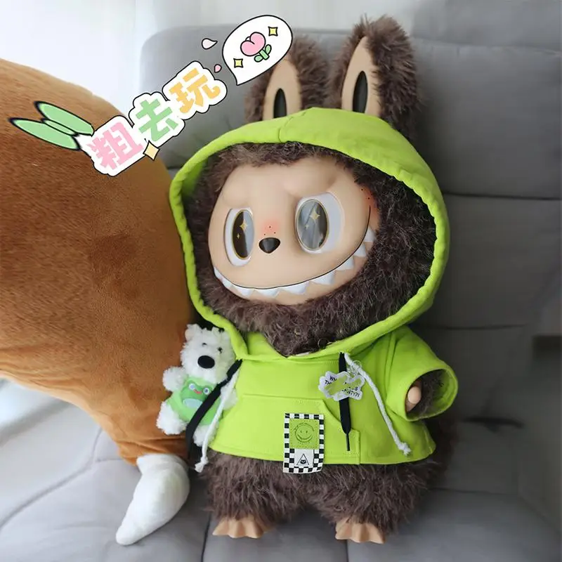 58cm Zimomo Doll Clothes Labubu Outfit Hoodie Pendant Only Clothes Puppy Clamp Woven Label Cute Kawaii Doll Surprise Clothes