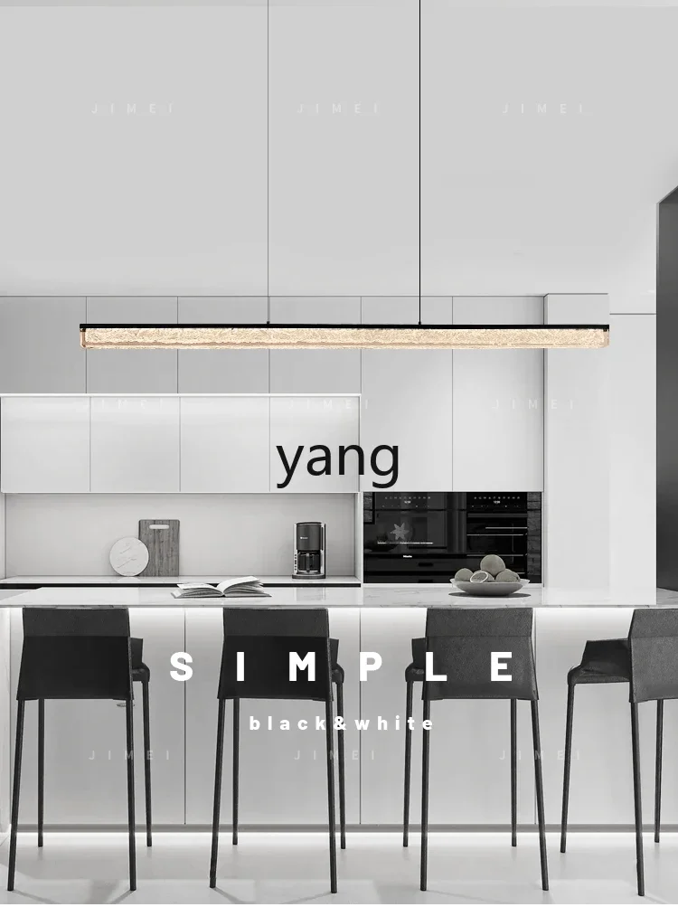 Yjq Minimalist Restaurant Chandelier Modern Minimalist Creative Copper Dining Table  High-End One-Word Long Lamp