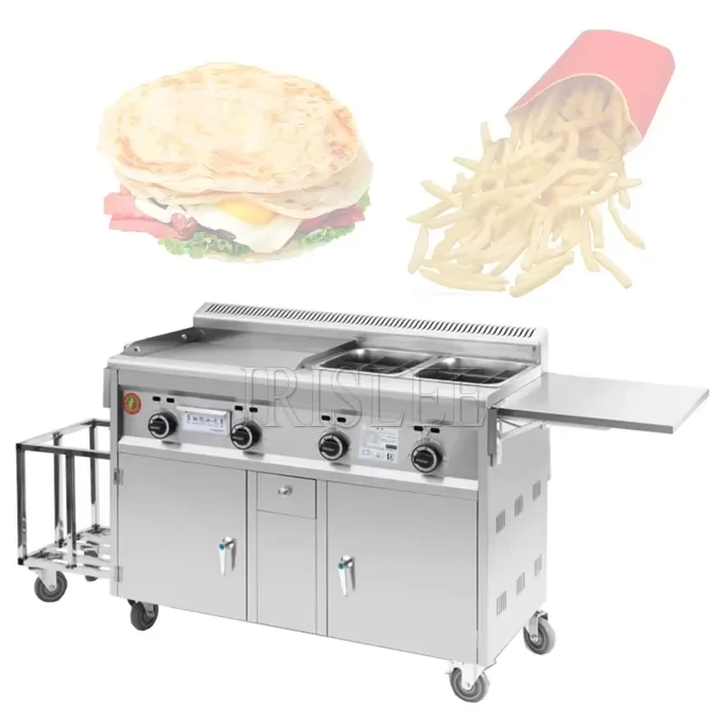 Mobile Stall Multi-Function Snack Cart Trolley Stainless Steel Breakfast Fast Food Rice Ball Gourmet Cart