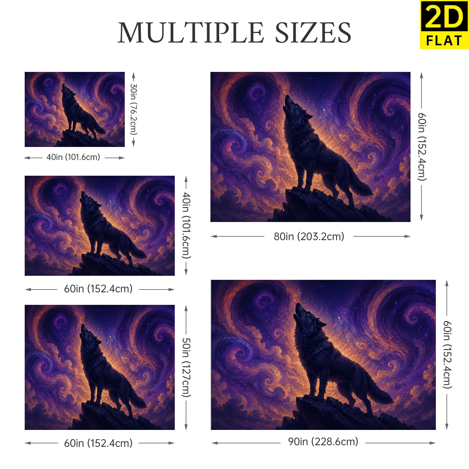Mystical Howling Wolf Cosmic Tapestry Galaxy Nebula Wall Hanging Art Decoration Bohemian Boho Style Bedroom Living Room Decor Gi