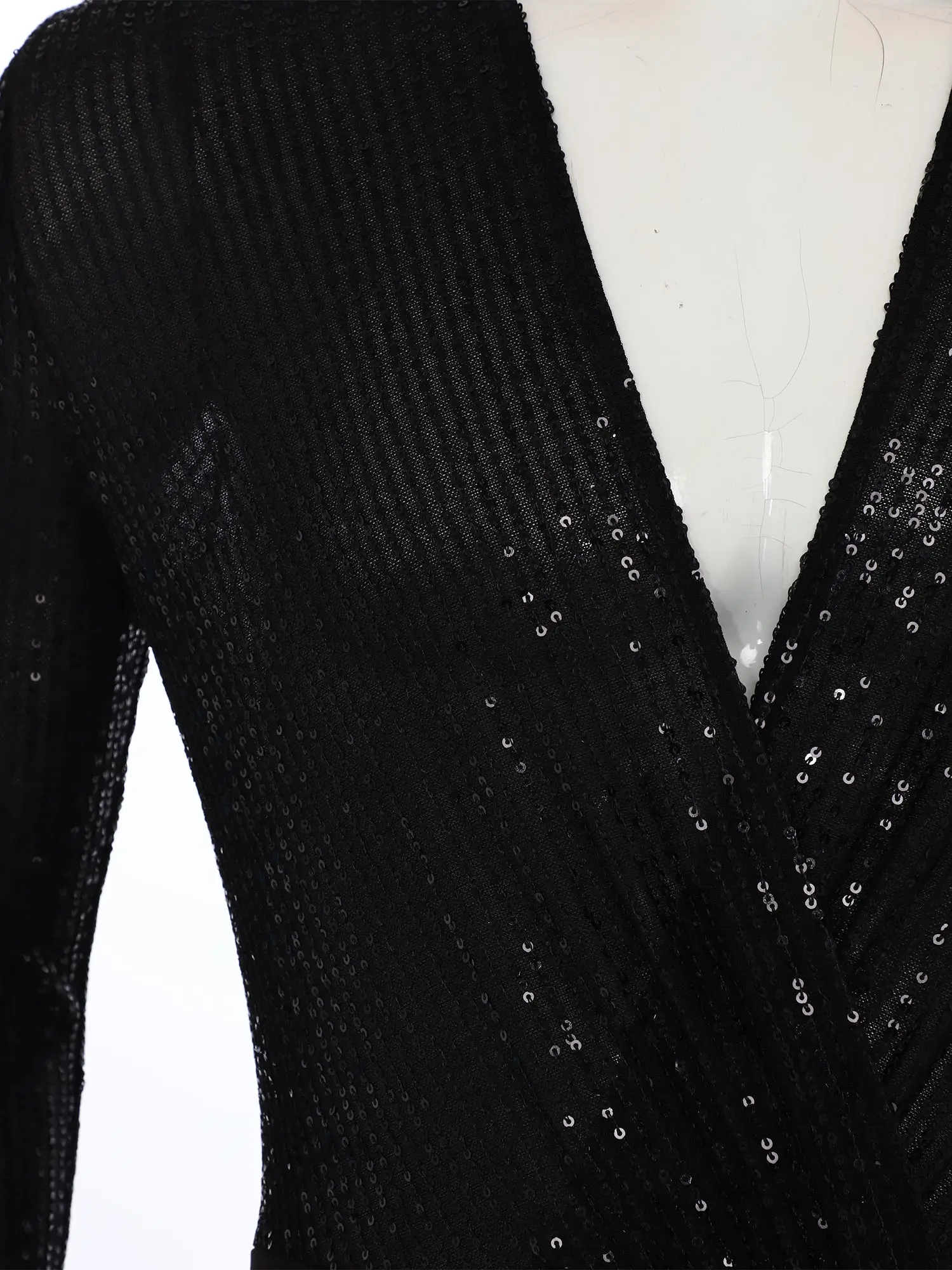 

Mens Glittery Sequin Gymnastics Bodysuit Front Wrap Deep V Neck Long Sleeve Ballet Leotard Jumpsuit Lyrical Ballet Dance Costume