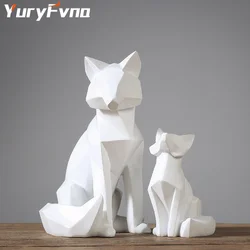 YuryFvna Simple White Modern Abstract Sculpture Fashion Geometric Fox Statue Desktop Ornaments Creative Gift