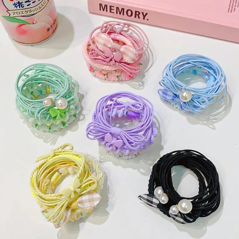 6Pcs/Set Korean High Elastic Hair Rope For Women Scrunchies Ponytail Holder Hair Band Hair Tie Accessories For Girl Women