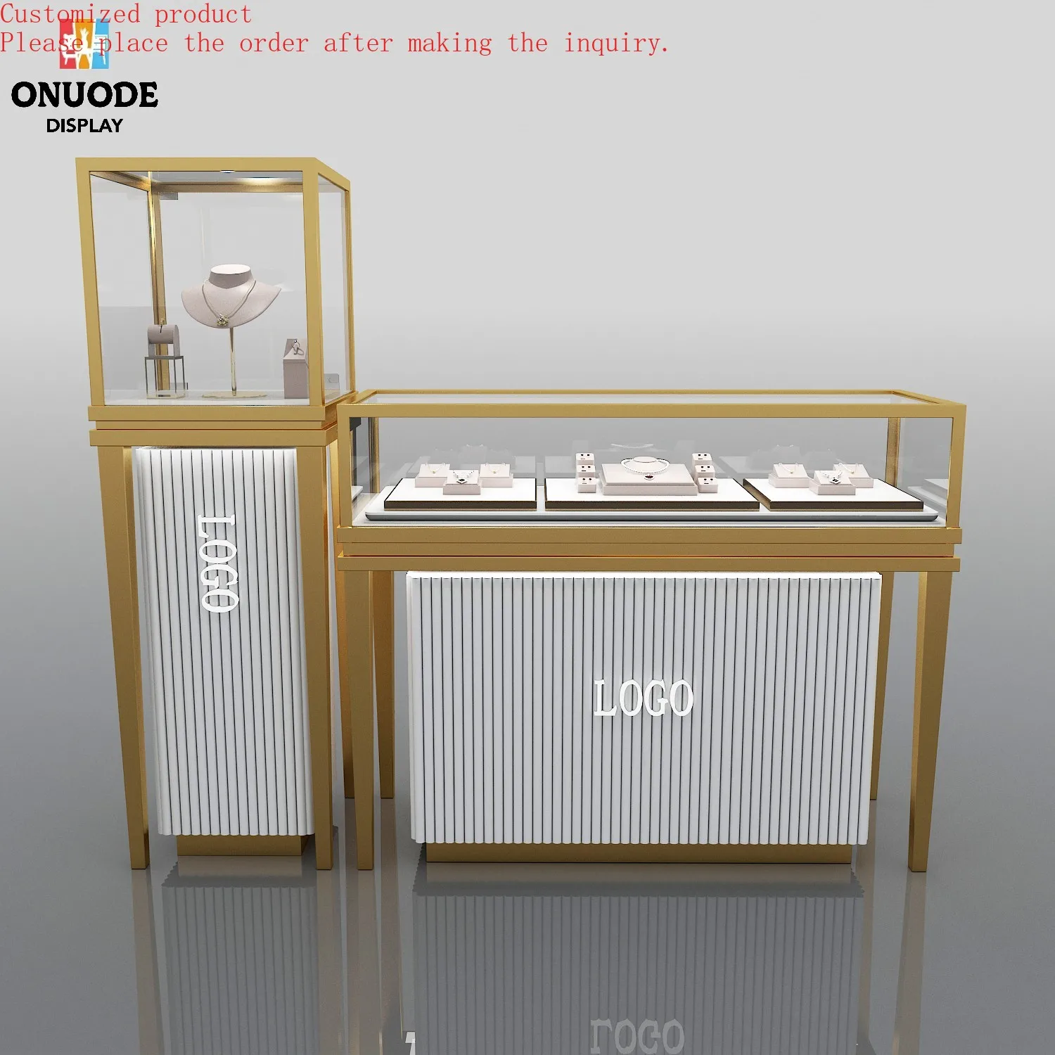 

Custom.Customizable Glass Mirror Jewelry Store Cabinet With LED Lighting Custom Colors and Logos Fashion Jewelry Display Showcas