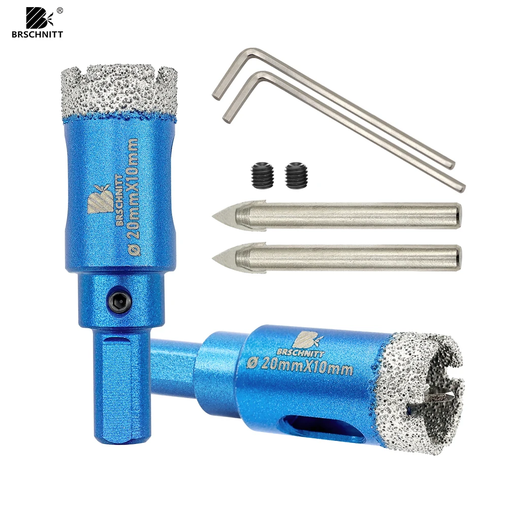 BRSCHNITT 1pc Drill Bit Brazed Triangle Shank Drill with Locating Drill for Tile Granite Ceramic Marble Core Bit