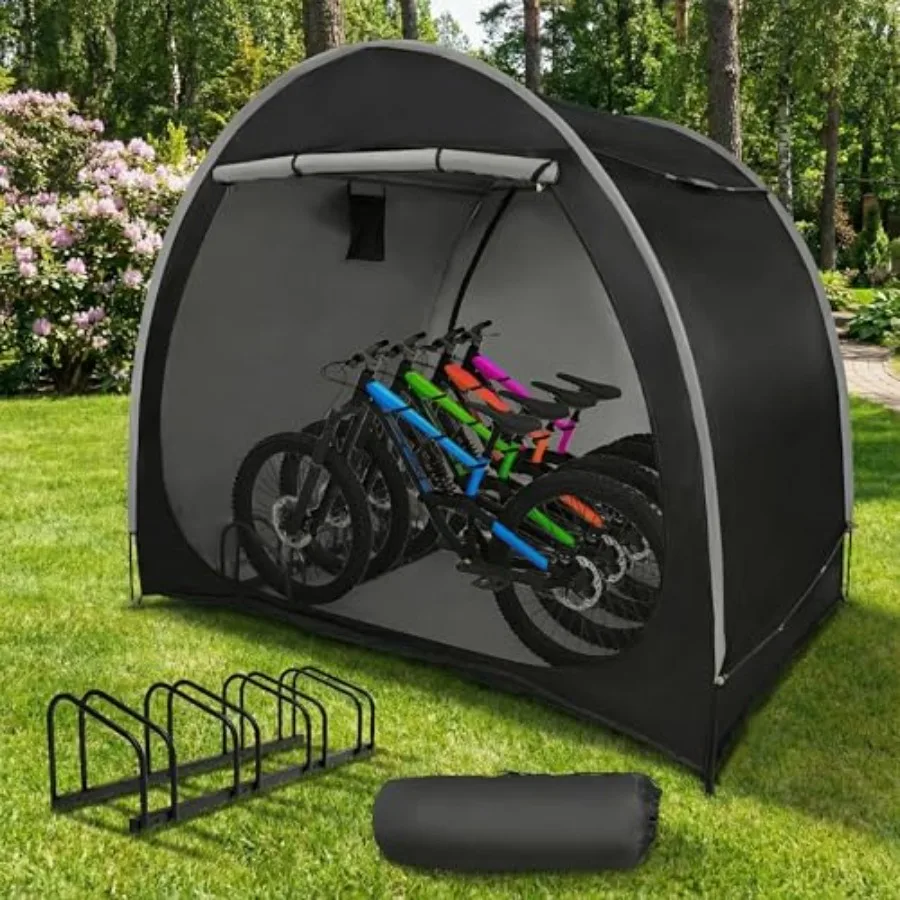 

Outdoor Portable Bike Storage Shed with 210D Ox 800ppm Waterproof for 4/6 Bikes and Motorcycle Garden Tools Lawn Mower Covers S