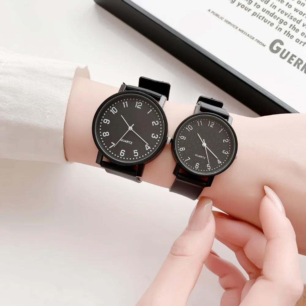 Simple Black White Quartz Watches for Women Silicone Strap Ladies Leisure Wristwatch Light-Luxury Student Exam Watch Clock Gifts