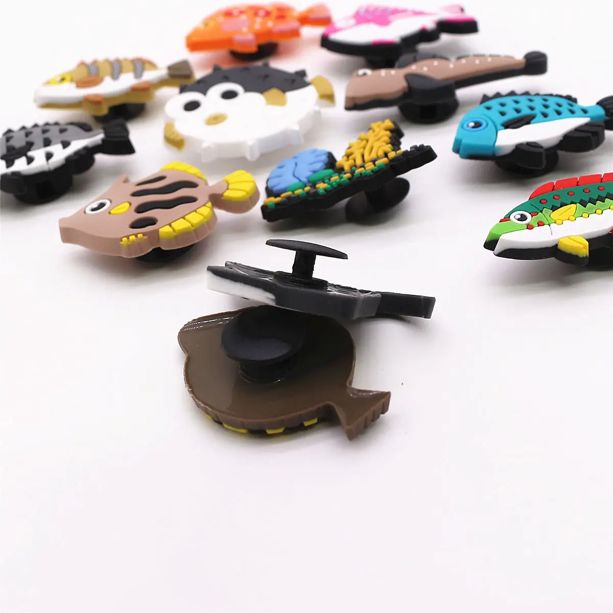 1 Pcs Pack Cute Fish Shapes Shoe Charms Accessories Pufferfish Grouper Shoe Decorations Jeans Pins Clogs Badge Unisex Gifts image 5