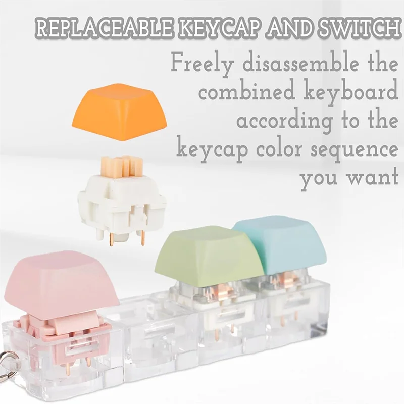 ABWP-Keyboard Fidget Toy, Fidget Keychain Of 4 Colors Keyboard Clicker, Silent Fidget Toy For Library, Study Room