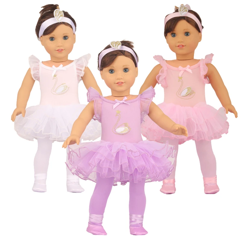 18 inch AG OG Girl doll Dress 18" girl Doll clothes Outfit Pink White Ballet Costumes