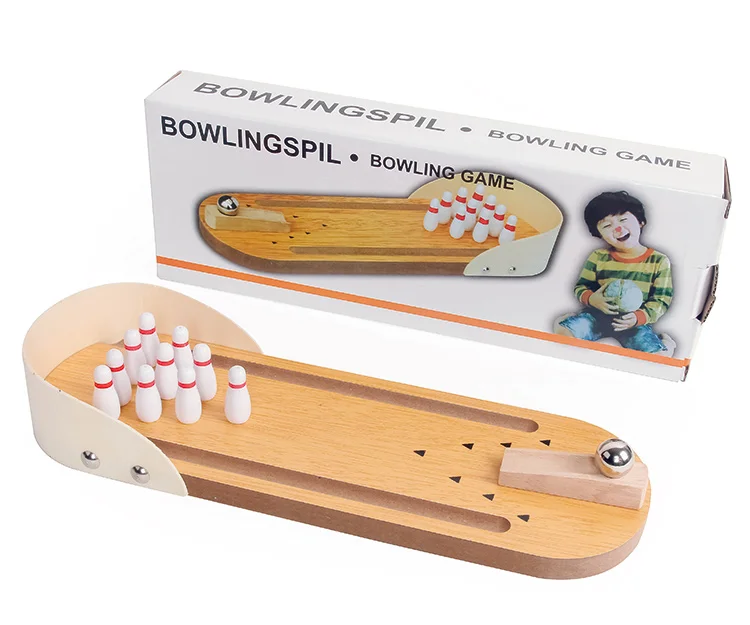 Mini boule de bowling en bois pour enfants et adultes, jeu d'intérieur, vente en gros