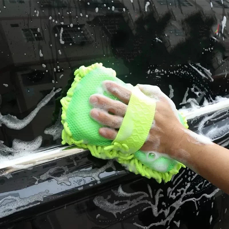 Microfiber Car Washer Sponge Auto Cleaning Detailing Brushes Washing Towel Gloves - Car Care Styling Accessories