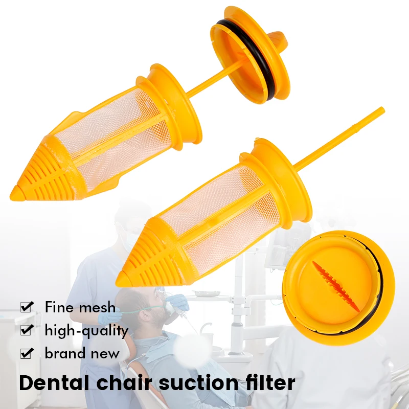5pcs Dental Valve Strong Suction Filter Dental Water Filter Chair Equipment Parts Yellow Plastic Mesh Negative Pressure Filter