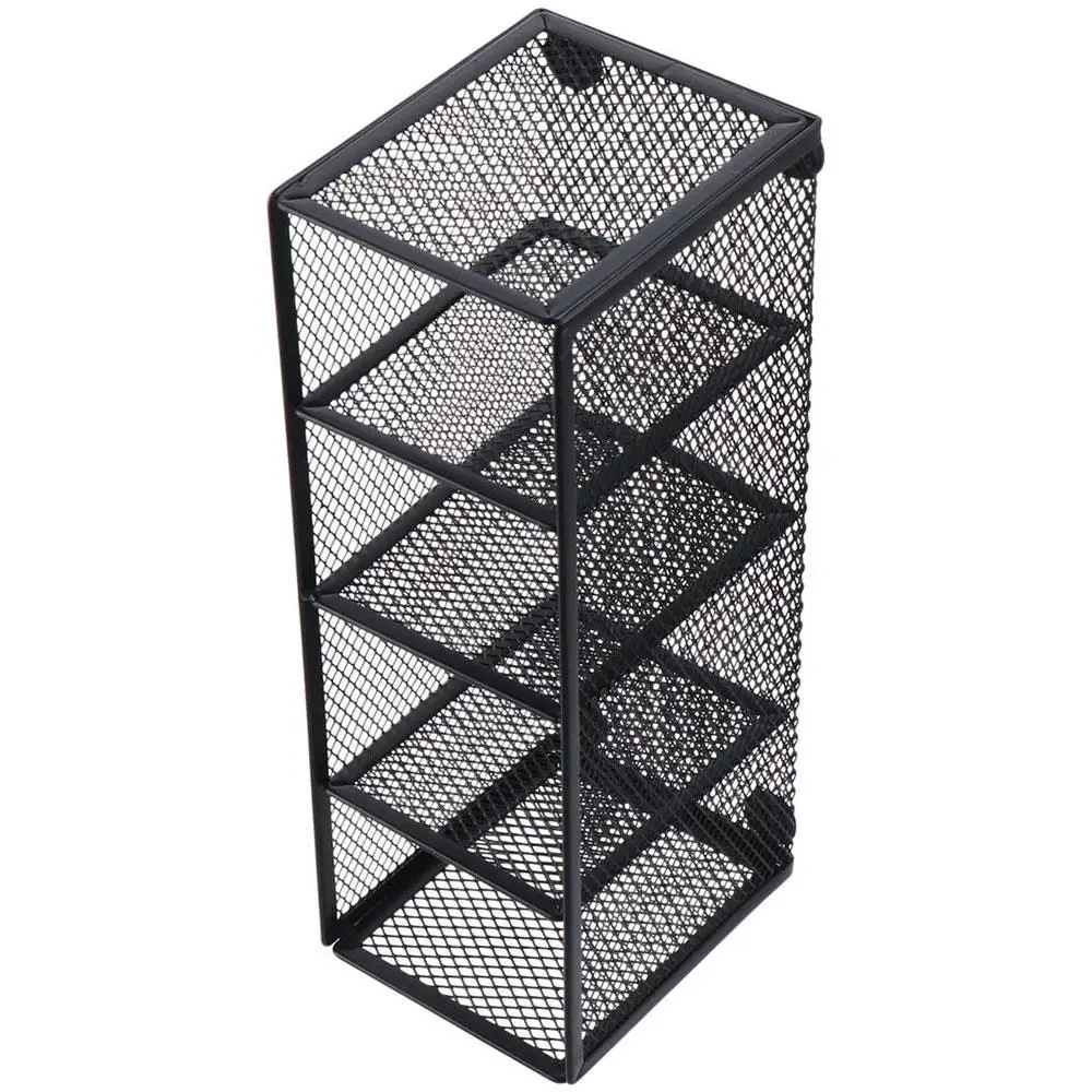 Desktop Black Pencil Holders Mesh 4 Compartments Organizer Desk Metal Display Holder Home