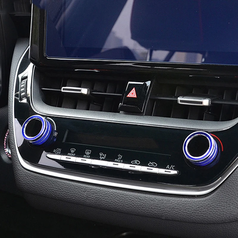 2pcs Car Dashboard A/C Control Knobs Decoration Ring Aluminum Alloy Trim Cover For Toyota ALLION LEVIN Interior Accessories