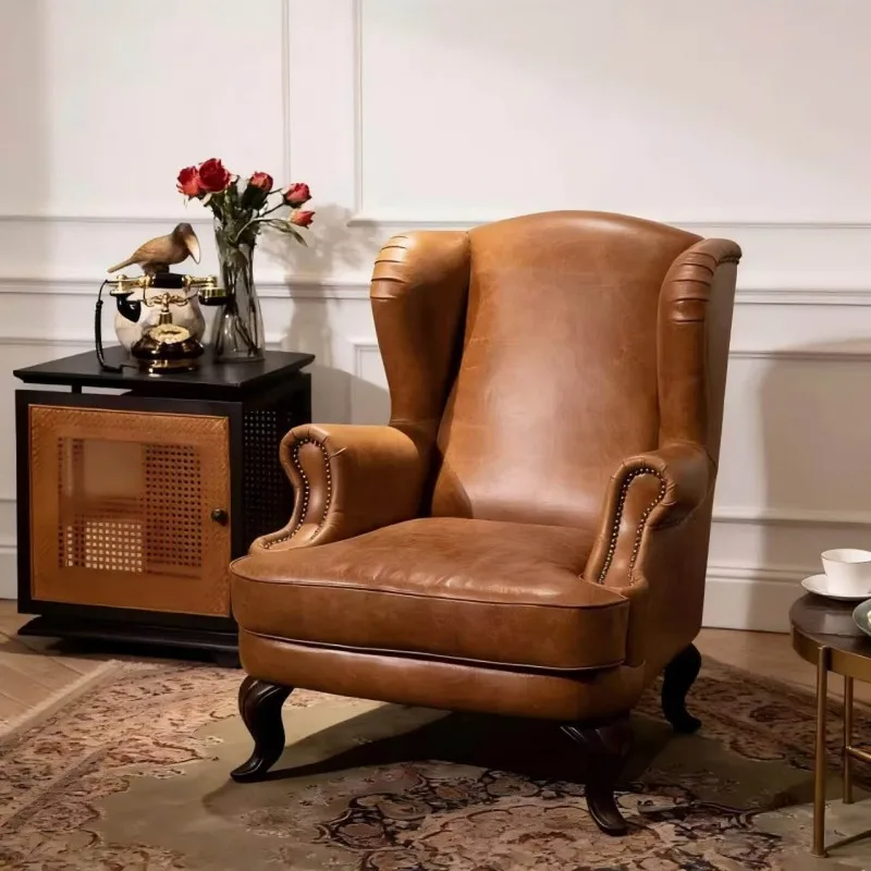 American vintage leather sofa chair, single sofa for the living room