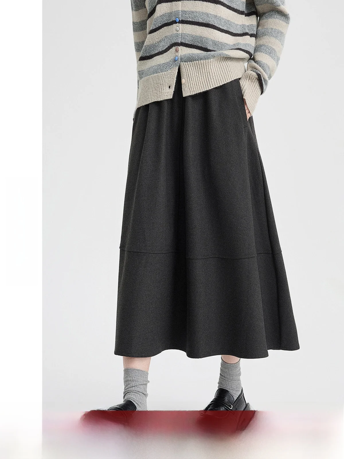 

High Waist Woolen Skirt Women's Winter New Design Splicing Versatile Slim A-Line Skirt Casual Style Ladies' Fashion