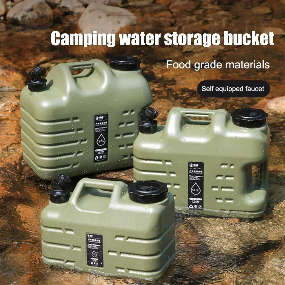 11-25L Water Bucket Large Capacity Portable Drinking Water Canister with Detachable Faucet No Leakage for Outdoor Travel Driving