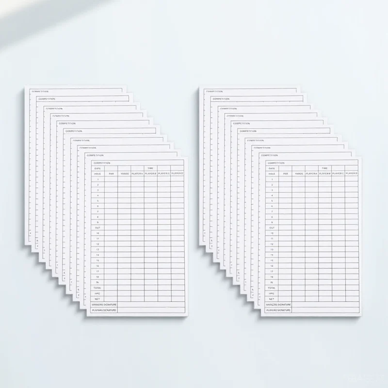 

20pcs Copper Coated Scorecards Double-Sided Printing Portable Golf Scorecards For Sports Competition Score Record Tool