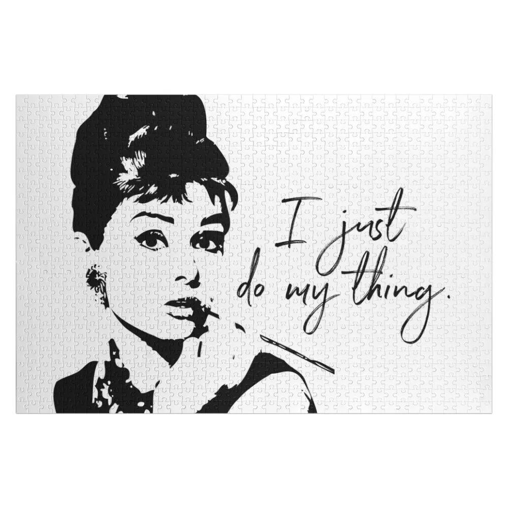 Audrey Heburn, I Just Do My Thing #blackandwhite Jigsaw Puzzle Personalized Name Customized Picture Children Puzzle