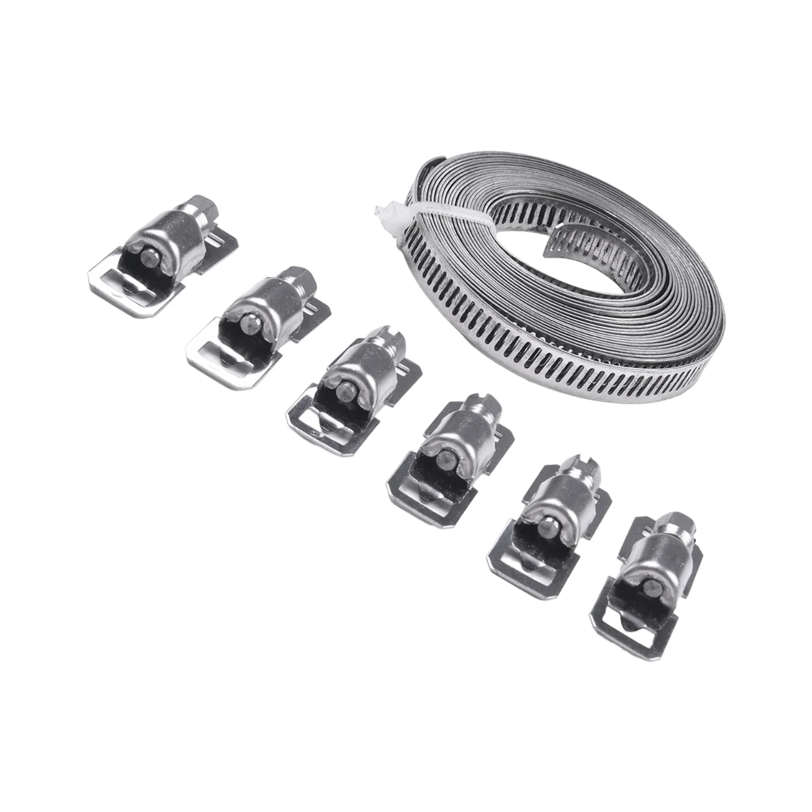 Adjustable 9.8ft Hose Clamp Made from Stainless Steel with Worm Gear and 6 Fasteners for Secure Fixing of Pipes and Tubes