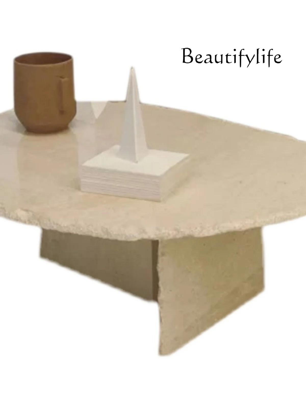 Natural Marble Tea Table Irregular Shaped Cave Stone Table Quiet Style Small Tea Table Apartment Living Room