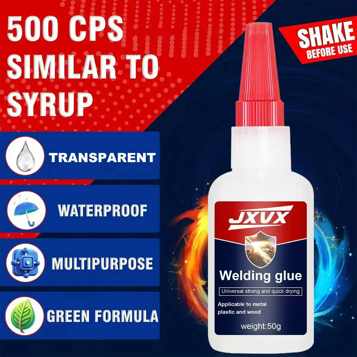 

Super soldering glue, quick-drying Cyanoacrylate, instant leather, rubber, drink, metal, strong bond, liquid adhesive tool, multi-scenario quick fix adhesive, secure anti-spill design
