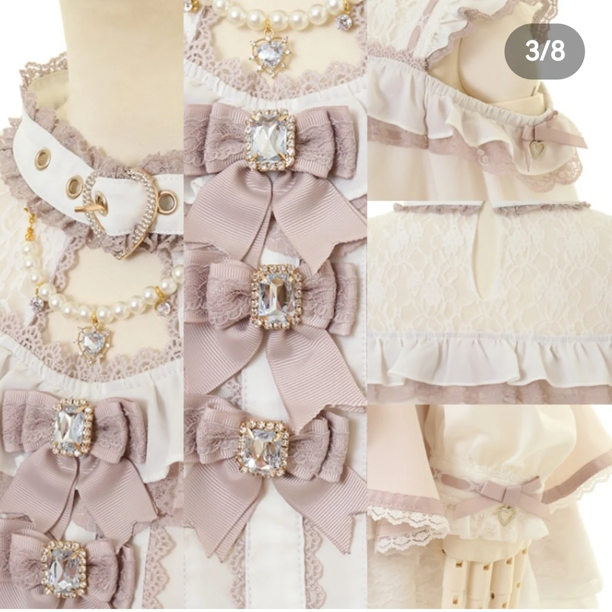 ليز قميص الفتيات اليابانية الحلو لطيف القوس اللؤلؤ سلسلة لوليتا بلوزات طويلة الأكمام المرأة الحلو خارج الكتف Blusas De Mujer #6