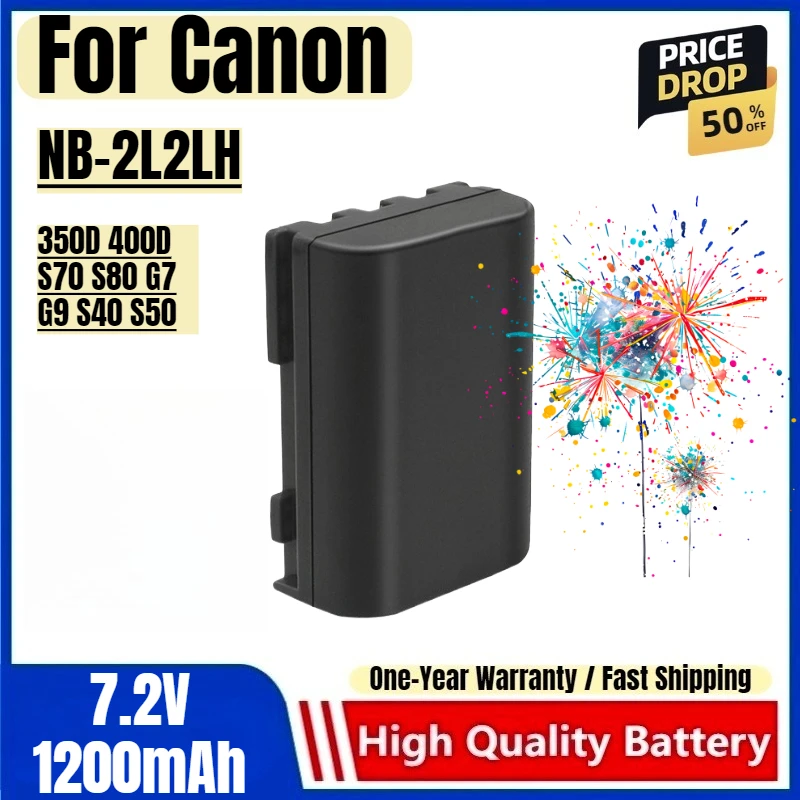 

NB-2L2LH Battery 7.2V 1200mAh Rechargeable Batteries and Charger for Canon 350D 400D S70 S80 G7 G9 S40 S50 Camera Batter