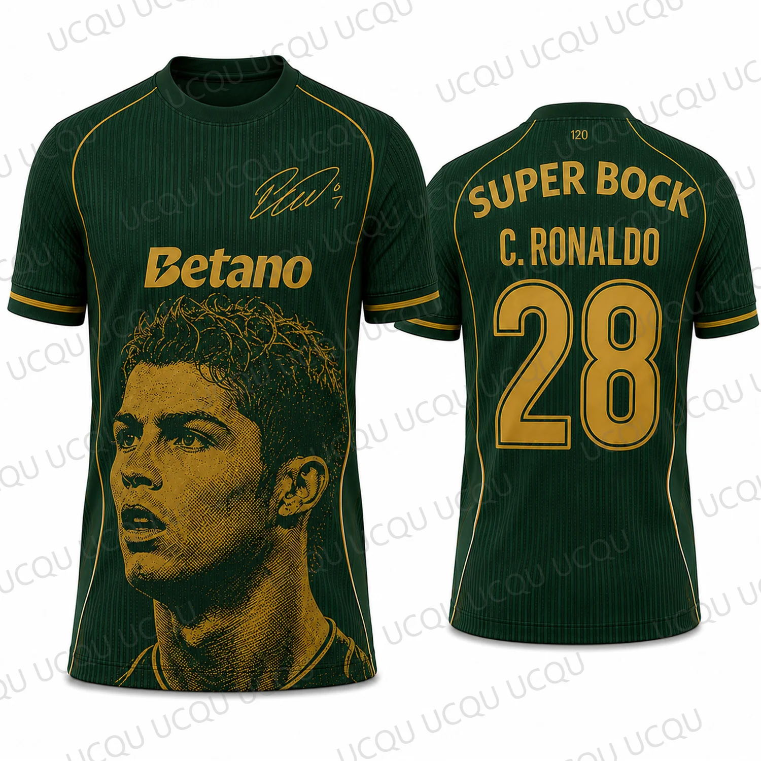 2026 Neues Sommer Ronaldo 120. Jubiläum Grünes Fußballtrikot Retro Fan-Shirt Ronaldo 28 Limitierte Auflage T-Shirt Kinder