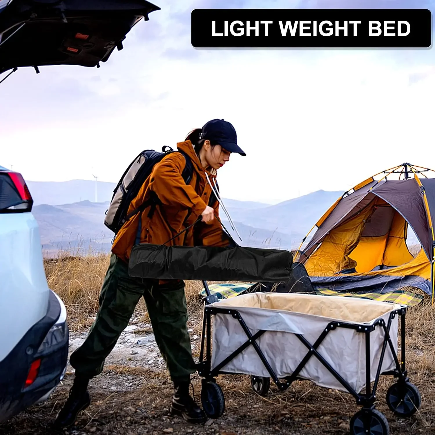 Folding Camping Cot with Storage Bag for Adults, Portable and Lightweight Sleeping Bed for Outdoor Traveling, Hiking