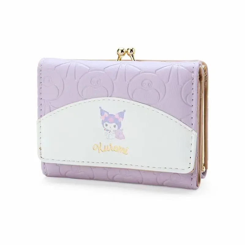   Portafoglio triplo per donna Ragazza Hello Kitty Portamonete multifunzionale Borsa portatile Portafoglio corto di lusso